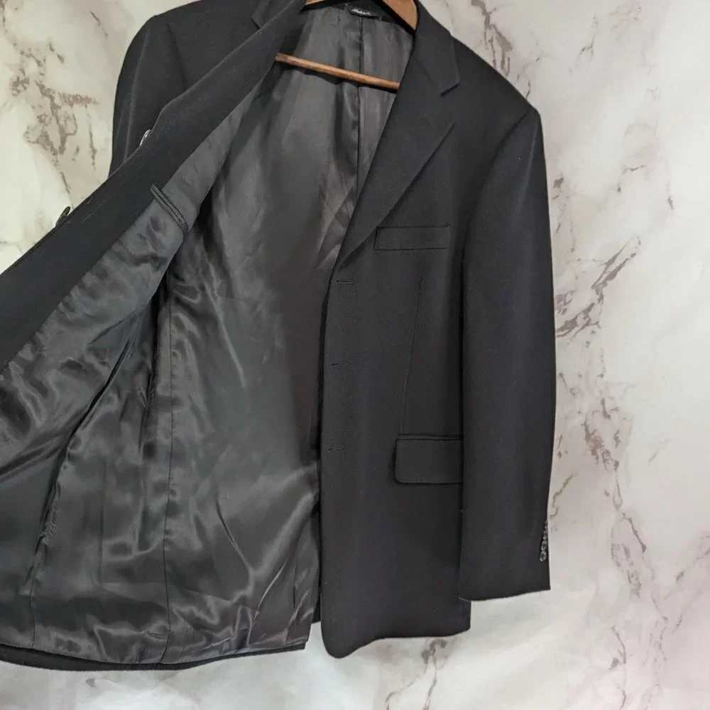 J Crew Blazer Mens Medium Black Velvet 3 Button Suit Jacket Sport Coat